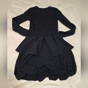 Zara Girls' Black Long-Sleeve Tiered Dress